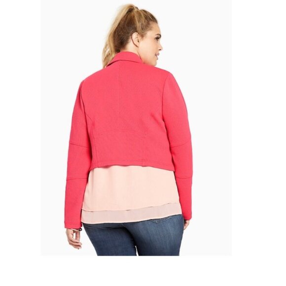 Torrid Waffle Textured Knit Moto Pink Jacket‎ NWT - Picture 2 of 12